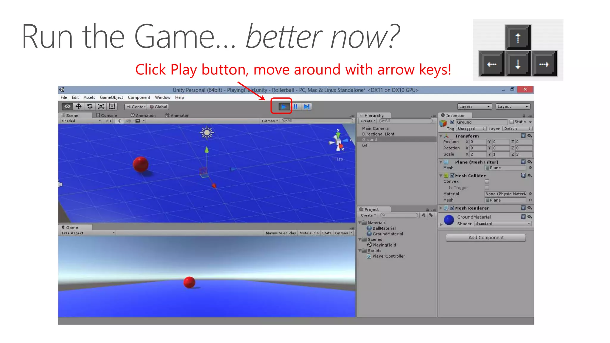 Click Play button, move around with arrow keys!
 