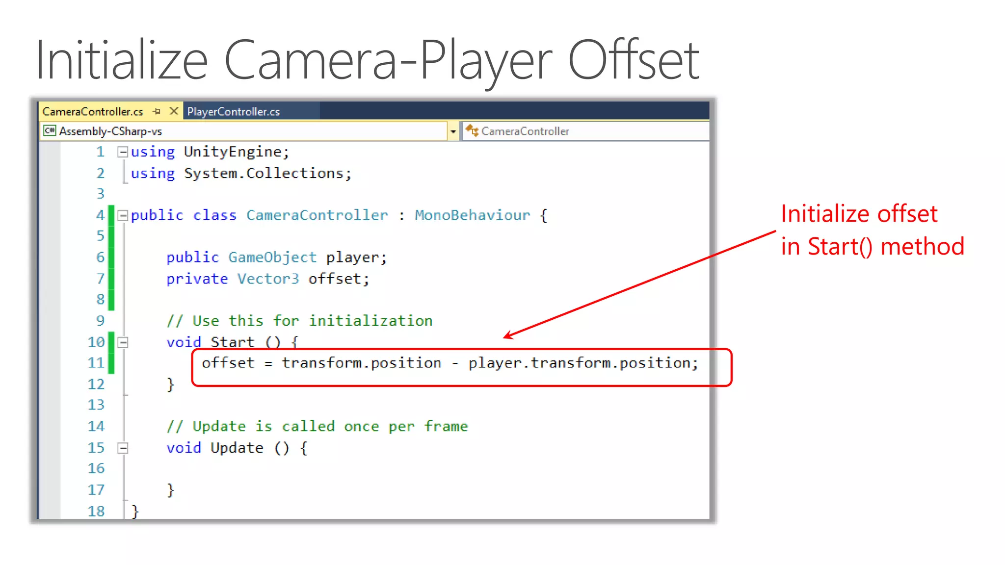 Initialize offset
in Start() method
 