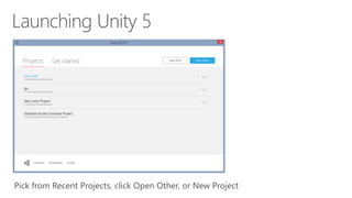 Pick from Recent Projects, click Open Other, or New Project
 
