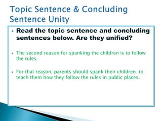 Sentence Coherence Unity Exam Unity and coherence | PPTX