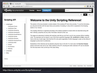 http://docs.unity3d.com/ScriptReference/
 