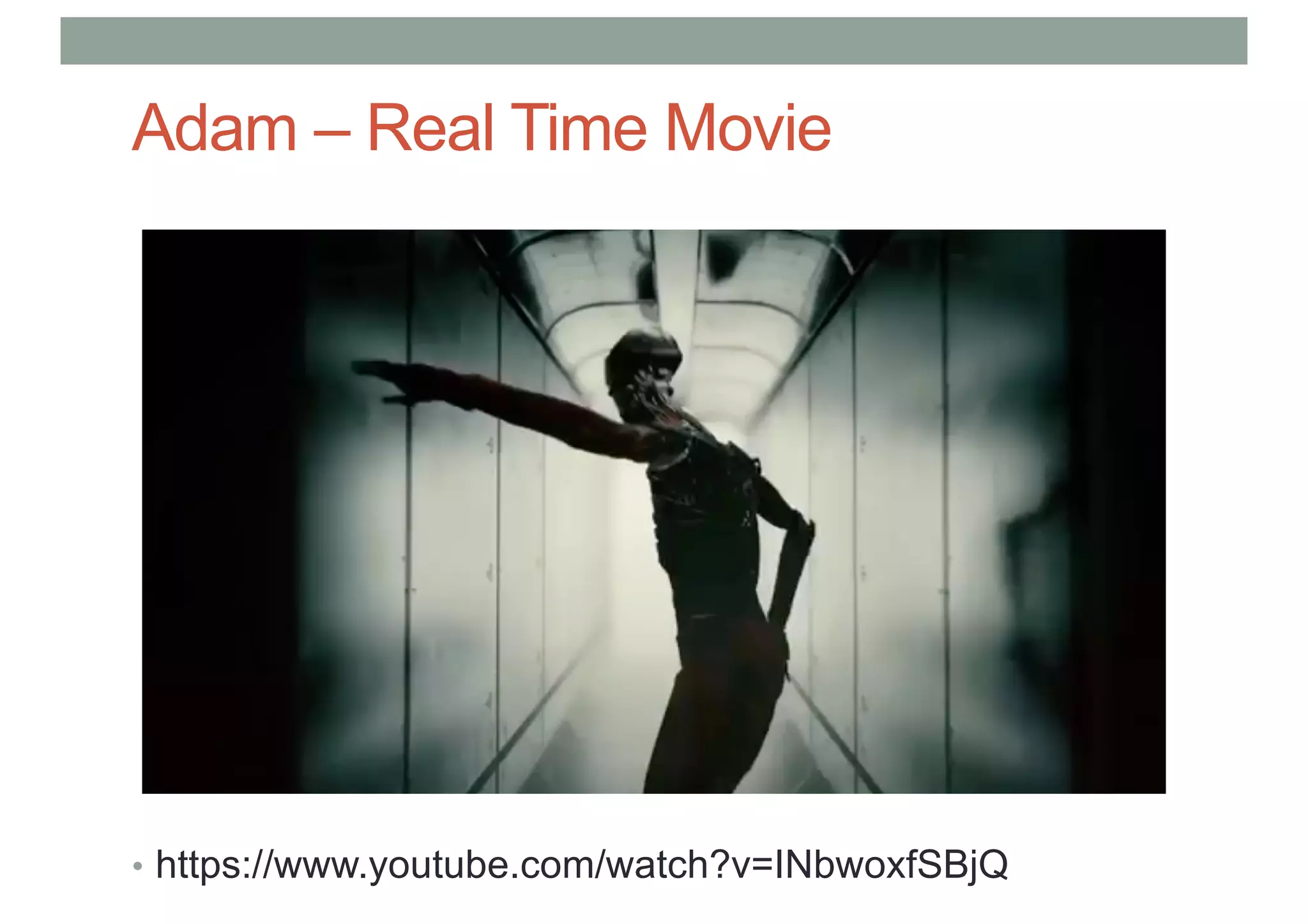 Adam – Real Time Movie
• https://www.youtube.com/watch?v=INbwoxfSBjQ
 