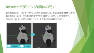 Blender:モデリングの下準備
「N」キーでプロパティパネルが出てくるので、トランスフォームの中点 Xを「0.5」に正しておく。
「A」キーでオブジェクトを全選択します。
プロパティウインドウのヘッダーでレンチのマークを選択し、追加でミラーを選択します。
ミラー接合面が裂けないように、クリッピングにチェックを付けます。
 