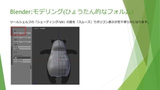 Blender:モデリング(ひょうたん的なフォルム)
フロント・平行投影では、パンダのフォルムに合うのですが、ライト・平行投影では変化がありません。
今度は、ライト・平行投影にて「Z」キーでワイヤーフレームに切り替えます。
パンダのフォルムに合っていない部分を「B」キーで範囲選択します。
拡大縮小の「S」キーと移動の「G」キーでパンダのフォルムに合わせていきます。これを繰り返します。
※余分な部分が範囲選択されていたら「A」キーで選択解除して、再度「B」キーで範囲選択します。
※フロント・平行投影側にも変化が起きるので、移動の「G」キーで双方を見ながら調整してください。
 