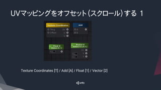 ＵＶマッピングをオフセット（スクロール）する 1
Texture Coordinates [T] / Add [A] / Float [1] / Vector [2]
 