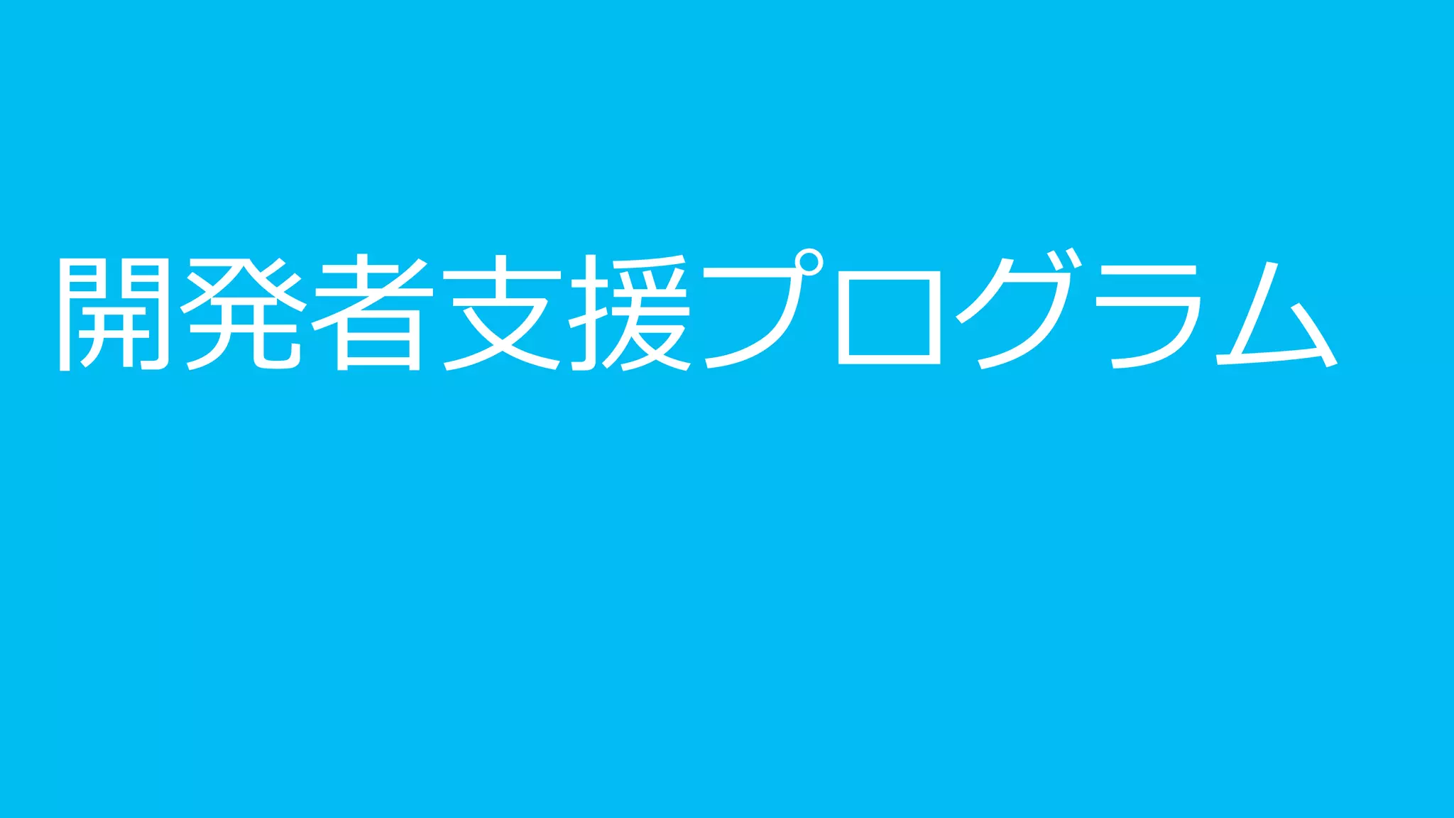 開発者支援プログラム  
