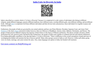 Unity In Diversity | PDF