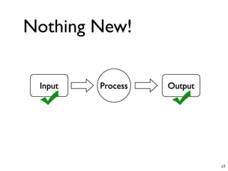 Nothing New!


 Input   Process   Output




                            17
 
