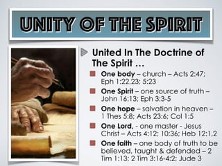 Doctrinal Unity Unity of The Spirit - NOT - Unity In Diversity | PDF