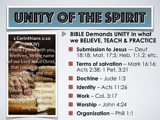 Doctrinal Unity Unity of The Spirit - NOT - Unity In Diversity | PDF