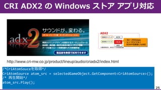 /*CriAtomSouceを取得*/
CriAtomSource atom_src = selectedGameObject.GetComponent<CriAtomSource>();
/* 再生開始*/
atom_src.Play();
25

 