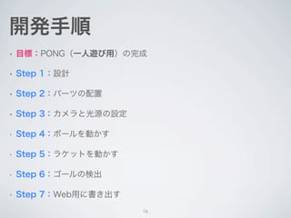 準備：Unityの画面レイアウト



                               インスペクタ
                               オブジェクトの
                               様々な値を設定




   ヒエラルキー         プロジェクト
 ゲームの世界に配置されている     ゲームに必要な
 オブジェクトの階層構造を表示   ファイルを管理・表示



                    16
 
