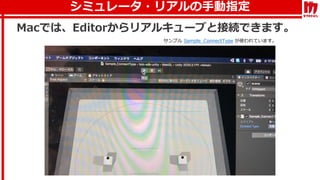 シミュレータ・リアルの手動指定
Macでは、Editorからリアルキューブと接続できます。
サンプル Sample_ConnectType が使われています。
 
