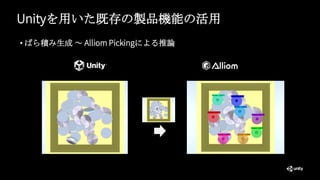 Unityを用いた既存の製品機能の活用
• ばら積み生成 ～ Alliom Pickingによる推論
 