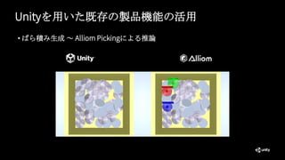 Unityを用いた既存の製品機能の活用
• ばら積み生成 ～ Alliom Pickingによる推論
 