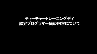 12
ティーチャートレーニングデイ
認定プログラマー編の内容について
 
