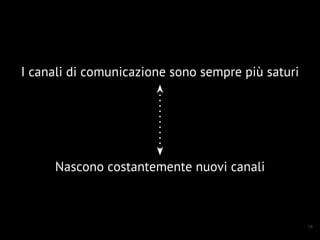14
I canali di comunicazione sono sempre più saturi
Nascono costantemente nuovi canali
 