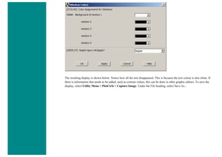 The resulting display is shown below. Notice how all the text disappeared. This is because the text colour is also white. If
there is information that needs to be added, such as contour values, this can be done in other graphic editors. To save the
display, select Utility Menu > PlotCtrls > Capture Image. Under the File heading, select Save As...
 