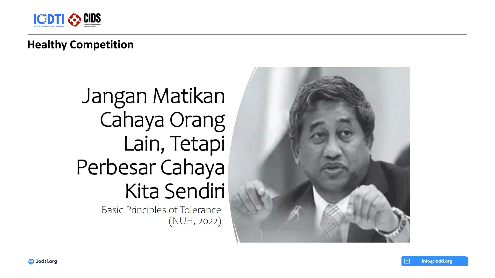 info@iodti.org
Iodti.org
Healthy Competition
 