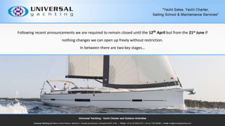 Following recent announcements we are required to remain closed until the 12th April but from the 21st June if
nothing changes we can open up freely without restriction.
In between there are two key stages
 