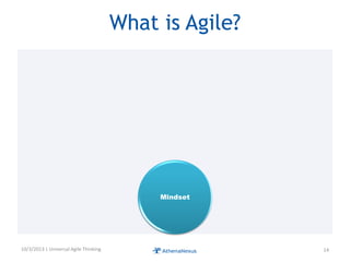 What is Agile?
Mindset
10/3/2013 | Universal Agile Thinking 14
 