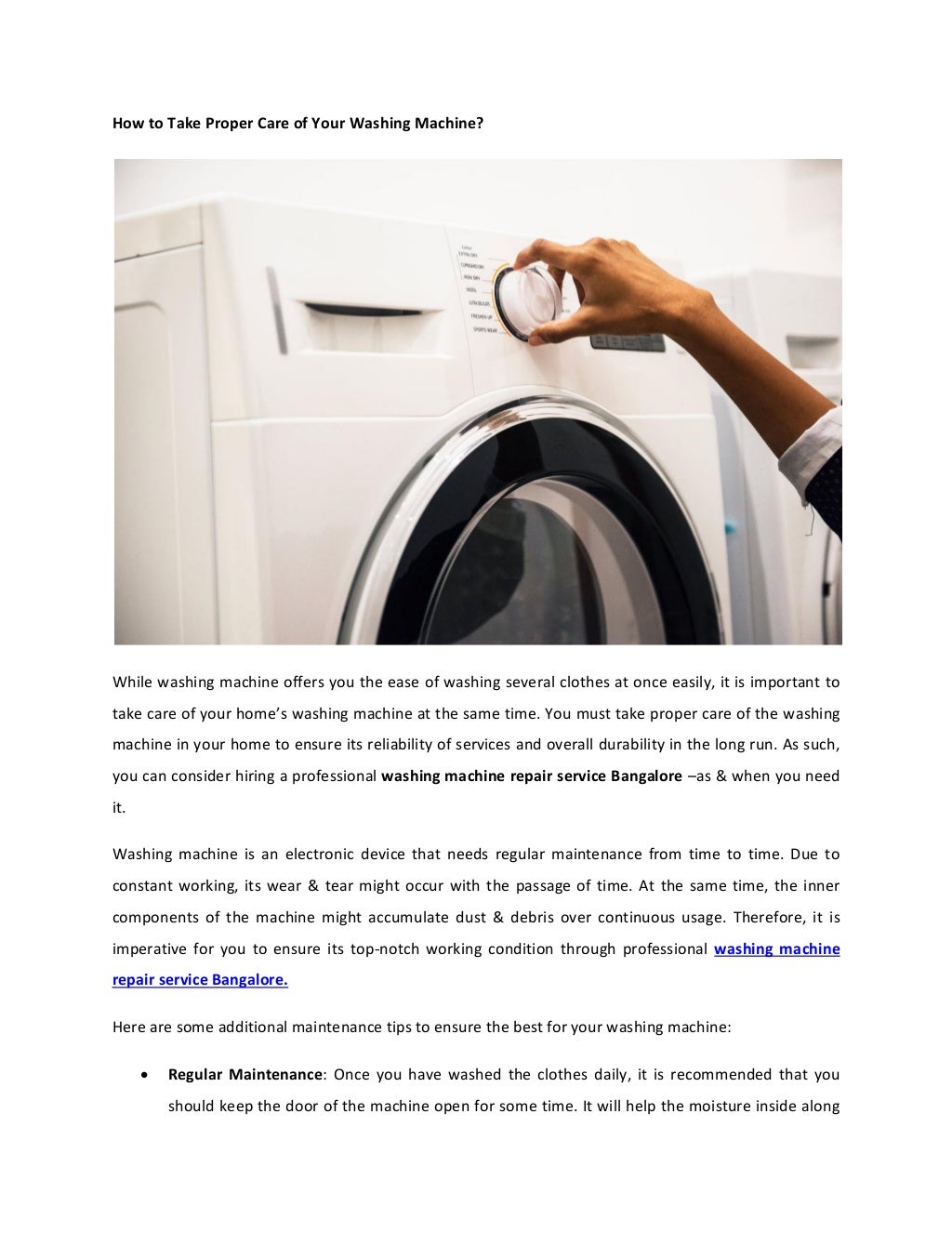 How to Take Proper Care of Your Washing Machine?