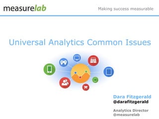 Universal Analytics Common Issues
Making success measurable
Dara Fitzgerald
@darafitzgerald
Analytics Director
@measurelab
 