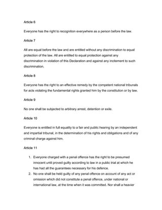 Universal Declaration of Human Rights by The United Nations | PDF