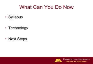 What Can You Do NowSyllabusTechnologyNext Steps