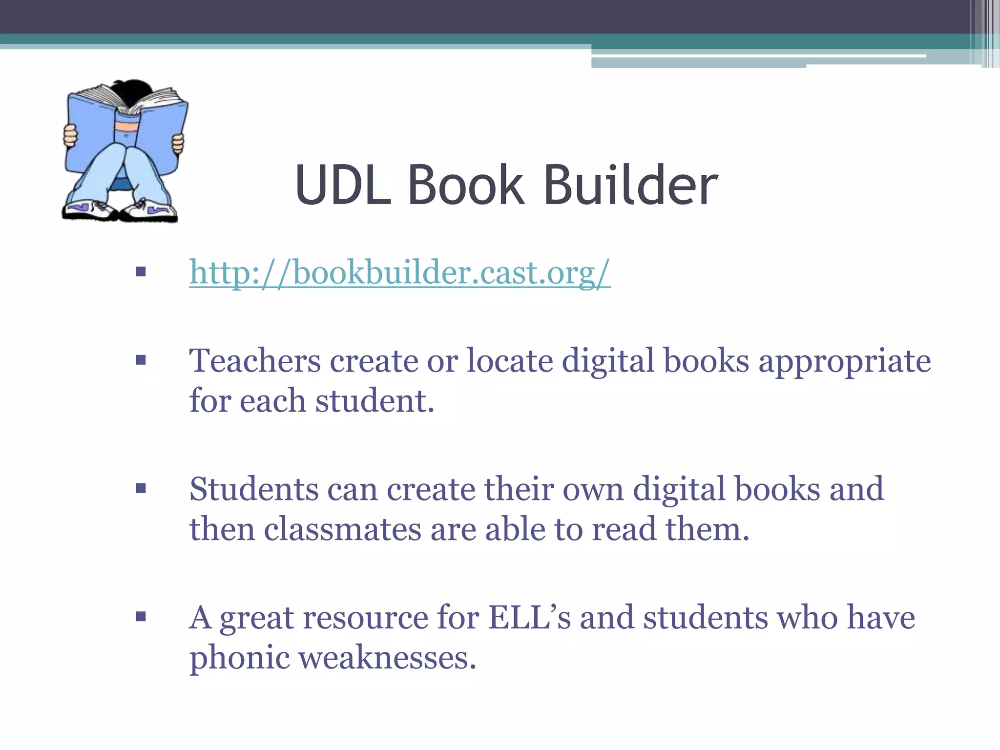 UDL’s Benefits For Our SchoolProvide educators with the opportunity to differentiate material for all students.Obtain and maintain the attention of all students during instruction.Allow students to take charge of their learning by given the ability to choose how to demonstrate their understanding.