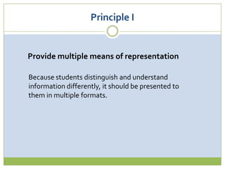   Support Through TechnologyThe Brain’s Recognition NetworkThis is the part of our brain that allows us to recognize, through our senses, what we are experiencing……providing the foundation for UDL Principle I.Image credit:Human Consciousness Sensory Organs – Source of Origin