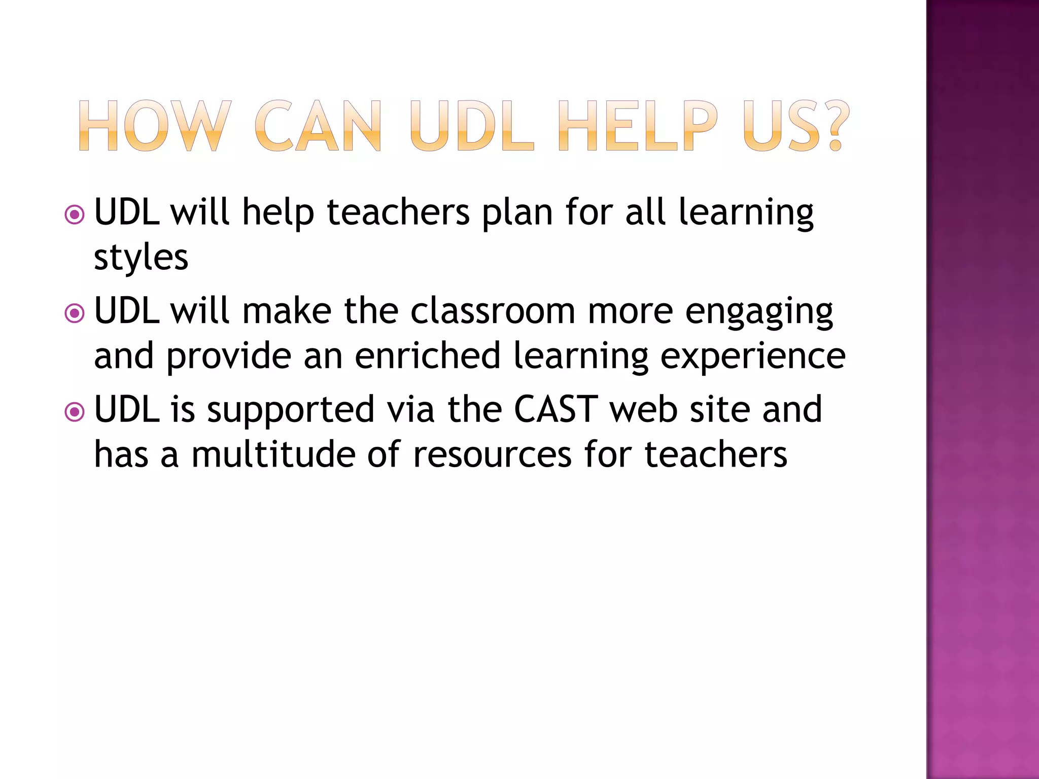 Universal design for learning (udl) PPTX