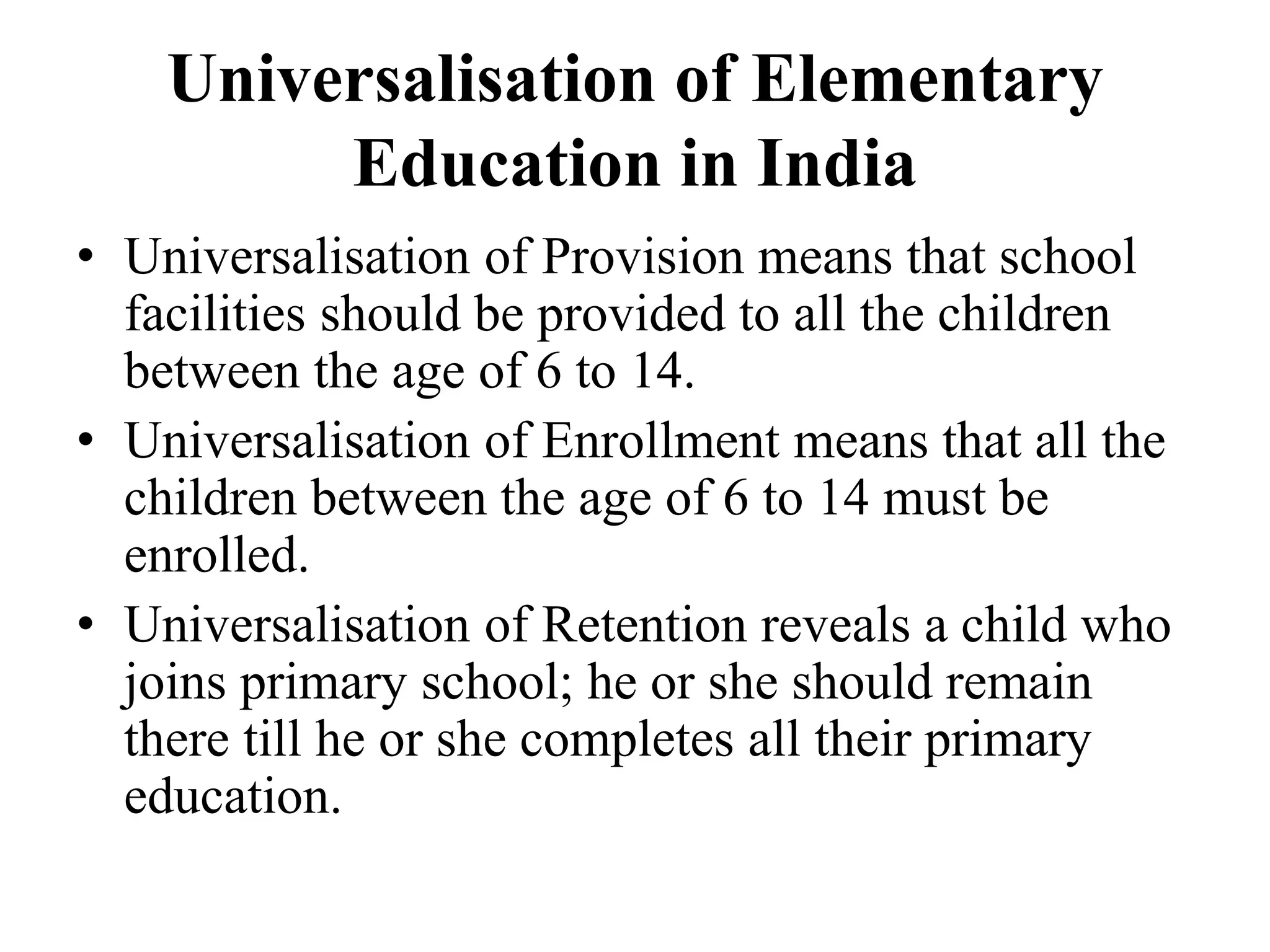 Universalisation of education in India | PDF
