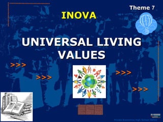 Theme 7
            INOVA

  UNIVERSAL LIVING
       VALUES
>>>
                    >>>
      >>>
                                  >>>



                    Private Economics High School INOVA
 