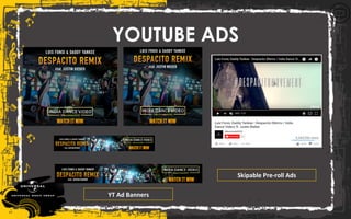 YOUTUBE ADS
YT	Ad	Banners	
Skipable	Pre-roll	Ads		
 