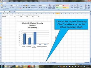 Click on the “School Summary
Chart” workbook tab for the
school summary chart.
 