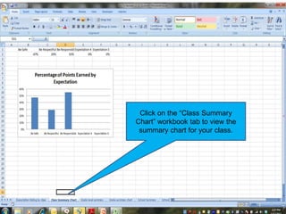 Click on the “Class Summary
Chart” workbook tab to view the
summary chart for your class.
 