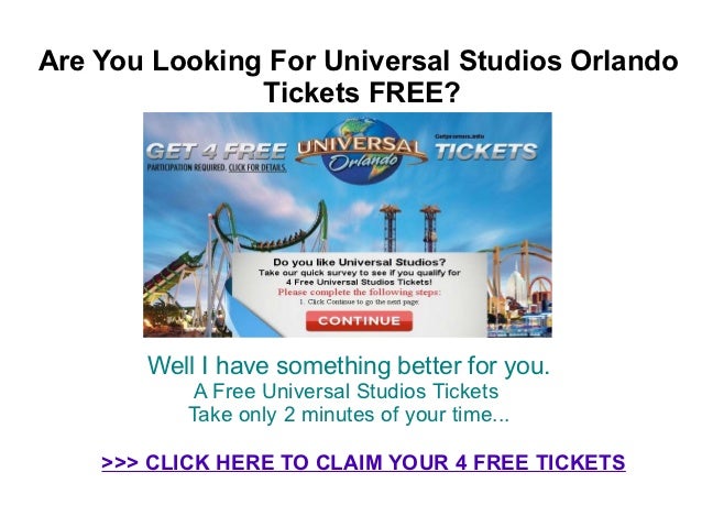 universal studios tickets free