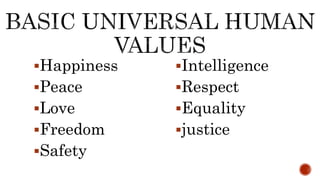 essay about universal values