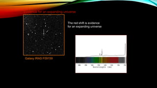 Evidence for an expanding universe
The red shift is evidence
for an expanding universe
Galaxy IRAS F09159
 