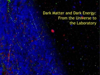 Dark Matter and Dark Energy:
From the Universe to
the Laboratory

 