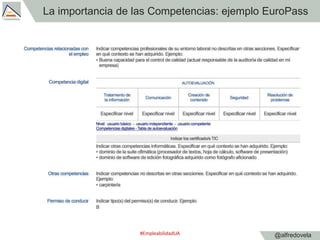 @alfredovela
La importancia de las Competencias: ejemplo EuroPass
#EmpleabilidadUA
 
