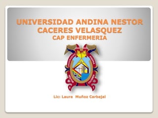 UNIVERSIDAD ANDINA NESTOR 
CACERES VELASQUEZ 
CAP ENFERMERIA 
Lic: Laura Muñoz Carbajal 
 