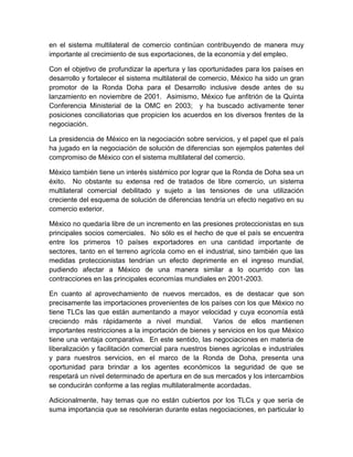 NAFTA y politca comercial de mexico