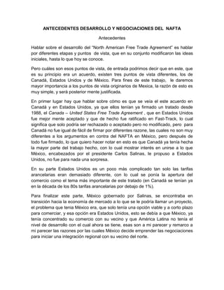 NAFTA y politca comercial de mexico