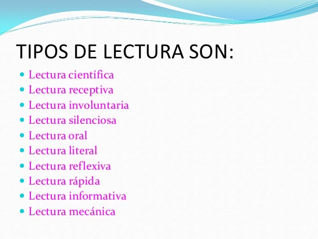 TIPOS DE LECTURA