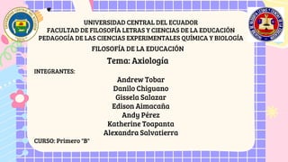 UNIVERSIDAD CENTRAL DEL ECUADOR
FACULTAD DE FILOSOFÍA LETRAS Y CIENCIAS DE LA EDUCACIÓN
PEDAGOGÍA DE LAS CIENCIAS EXPERIME...
