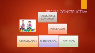 PRAXIA CONSTRUCTIVA
ORGANIZACIÓN PLANIFICACIÓN EJECUCIÓN
HABILIDAD DE
CONSTRUIR
PERCEPCIÓN
 
