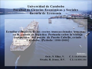 Universidad de Carabobo Facultad de Ciencias Económicas y Sociales Escuela de Economía  ,[object Object],[object Object],[object Object],[object Object]