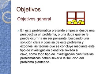 ObjetivosObjetivos generalEn esta problemática pretende empezar desde una perspectiva un problema, o una duda que se le puede ocurrir a un ser pensante, buscando una solución clara y concisa de este problema y  expones las teorías que se concluye mediante este tipo de investigación científica llevada a cavo, como todo tipo de investigación científica las problemáticas deben llevar a la solución del problema planteado.Estado del arte     En el estado del arte de este tipo de problemática, son muy pocas las personas que han investigado sobre este tema, pero vale la pena recalcar los trabajos realizado por los grandes físicos de la historia de la humanidad:Albert Einstein:El fue unos de los principales precursores de la física moderna, Einstein realizo una diversa clase de experimentos los cuales se basaban en la relatividad de la materia, sentó las bases de la teoría general de la relatividad, que recibiría su primera confirmación experimental (desviación de la luz por parte de los campos gravitatorios) durante el eclipse solar que se produjo en 1919, con lo que Einstein obtuvo finalmente el reconocimiento mundial. Leonardo Da Vinci: Fue un científico estudió el movimiento de los proyectiles, la caída libre de los cuerpos, el choque y la percusión, tratando nociones tales como la fuerza y el tiempo, que consideraba infinitos, y el peso, que concebía como finito. Dividió el movimiento en cuatro tipos, de acuerdo con el método geométrico que requería su tratamiento; el directo (en línea recta), curvo, circular y helicoidal.